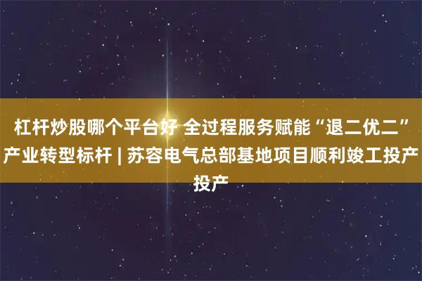 杠杆炒股哪个平台好 全过程服务赋能“退二优二”产业转型标杆 | 苏容电气总部基地项目顺利竣工投产