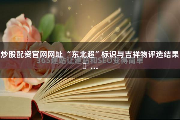 炒股配资官网网址 “东北超”标识与吉祥物评选结果�...